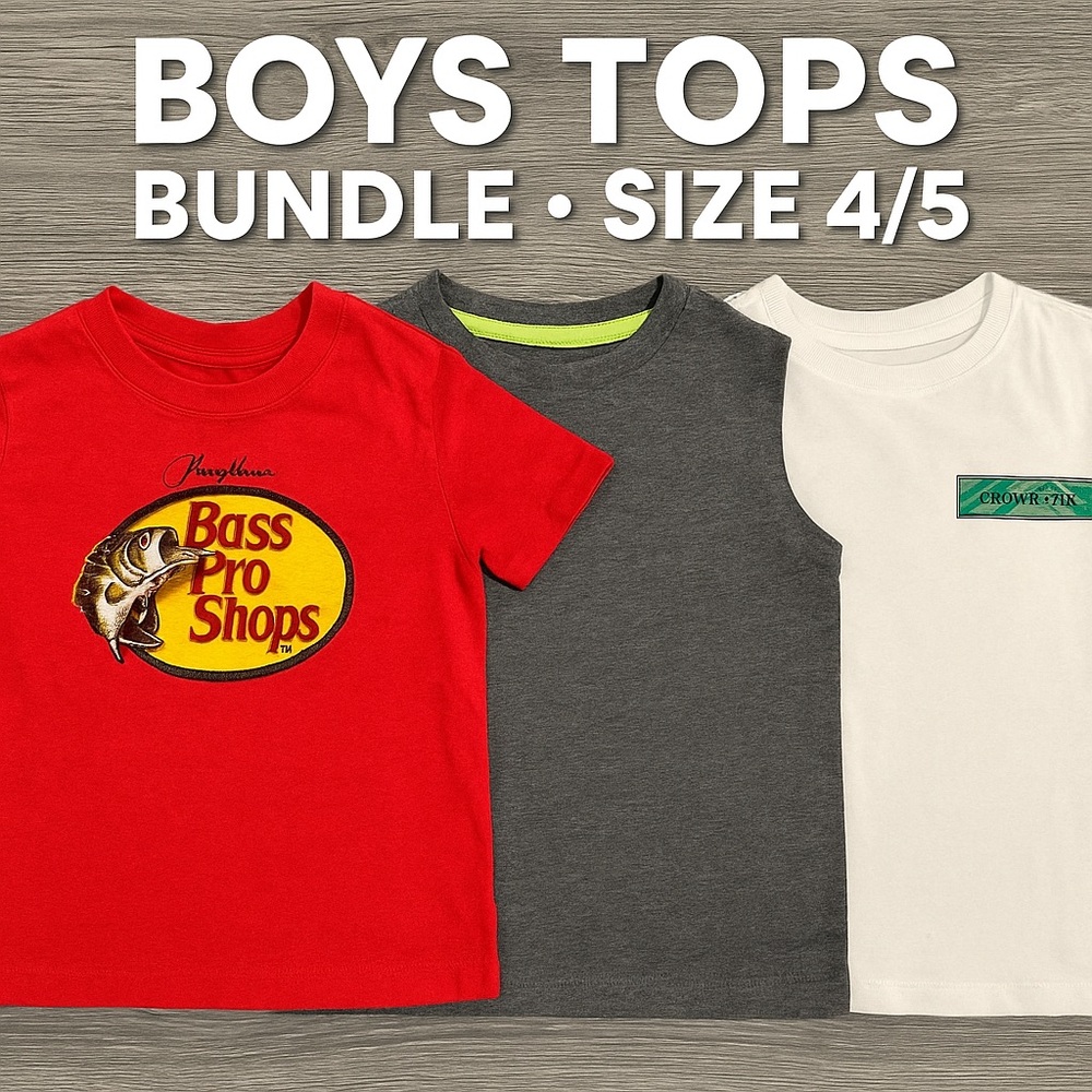 Boys Tops Bundle Size 4/5 – Bass Pro Shops, Crown & Ivy, Wonder Nation”